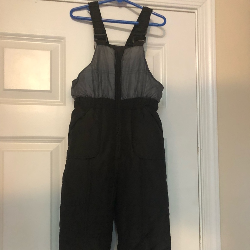 Boys black and gray snow bibs